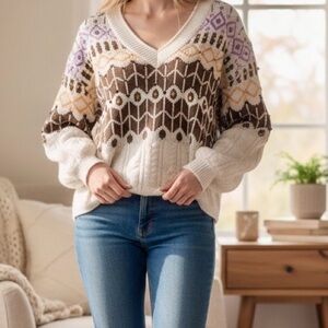 POL NWOT V-Neck Sweater with Stud Embellishments